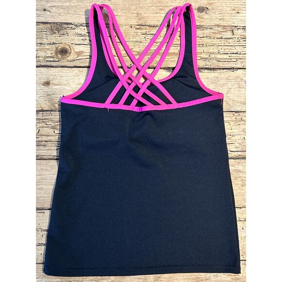 Yitong Women’s Size S/M Black Pink Activewear Tank With Built In Bra - Picture 4 of 7